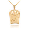 Yellow Gold French Fries Pendant Necklace