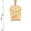 Yellow Gold French Fries Pendant Necklace
