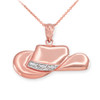 Rose Gold Cowboy Hat Pendant Necklace