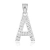 White Gold Letter "A" Initial Diamond Monogram Pendant Necklace