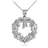 Sterling Silver Christmas Wreath Pendant Necklace
