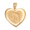 Yellow Gold Heart Music Note Pendant Necklace
