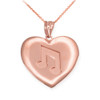 Rose Gold Heart Music Note Pendant Necklace