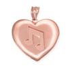 Rose Gold Heart Music Note Pendant Necklace