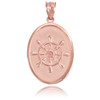 Rose Gold Ship Wheel Pendant Necklace