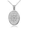 Sterling Silver Ship Wheel Pendant Necklace