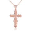 Rose Gold Latin Fancy Cross Pendant Necklace