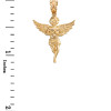 Yellow Gold Textured Praying Angel Pendant Necklace