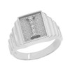 Sterling Silver Diamond Initial I Ring