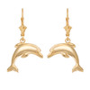 14k Yellow Gold Dolphin Earrings