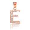 Rose Gold Letter "E" Diamond Initial Pendant Necklace