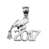 Class of 2017 Graduation Cap Pendant Necklace In White Gold