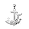 White Gold Anchor Textured Dolphin Pendant Necklace