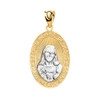 Yellow Gold Two-Tone Small Sacred Heart Of Jesus Pendant Necklace