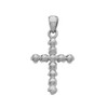High Polish Reversible Diamond Cross Elegant White Gold Pendant Necklace