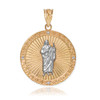 Yellow and White Gold St Jude Diamond Medal Pendant Necklace