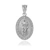 White Gold St Jude Diamond Oval Small Pendant Necklace