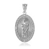 White Gold St Jude Diamond Oval Medium Pendant Necklace