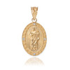 Yellow Gold St Jude Diamond Oval Small Pendant Necklace