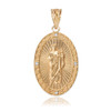 Yellow Gold St Jude Diamond Oval Medium Pendant Necklace