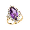 4 Ct CZ Amethyst February Birthstone Ballerina Yellow Gold Proposal Ring