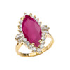 4 Ct (LCR) Ruby July Birthstone Ballerina Yellow Gold Proposal Ring