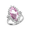 4 Ct CZ Pink October Birthstone Ballerina White Gold Proposal Ring