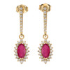 Diamond And Ruby Yellow Gold Elegant Earrings