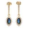 Diamond And Sapphire Yellow Gold Elegant Earrings