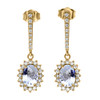 Diamond And March Birthstone Aquamarine Yellow Gold Elegant Earrings