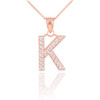 Rose Gold Letter "K" Diamond Initial Pendant Necklace