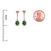 Diamond And May Birthstone (LCE) Emerald Rose Gold Elegant Earrings