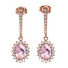 Diamond And October Birthstone Pink CZ Rose Gold Elegant Earrings