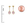 Diamond And October Birthstone Pink CZ Yellow Gold Elegant Earrings