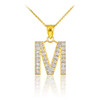 Gold Letter "M" Initial Diamond Monogram Pendant Necklace