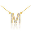 14k Gold Letter "M" Diamond Initial Monogram Necklace