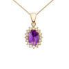 Diamond And Amethyst Yellow Gold Elegant Pendant Necklace