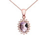 Diamond And June Birthstone CZ Alexandrite Rose Gold Elegant Pendant Necklace