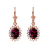 Diamond And Garnet Rose Gold Dangling Earrings