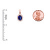 Diamond And September Birthstone Sapphire Rose Gold Elegant Pendant Necklace