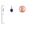 Diamond And September Birthstone CZ Sapphire White Gold Elegant Pendant Necklace