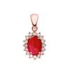 Diamond And July Birthstone Ruby Rose Gold Elegant Pendant Necklace