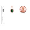 Diamond And May Birthstone (LCE) Emerald Rose Gold Elegant Pendant Necklace