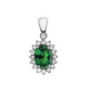 Diamond And May Birthstone (LCE) Emerald White Gold Elegant Pendant Necklace