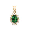 Diamond And May Birthstone (LCE) Emerald Yellow Gold Elegant Pendant Necklace