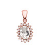 Diamond And April Birthstone CZ Rose Gold Elegant Pendant Necklace