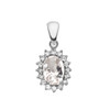 Diamond And April Birthstone CZ White Gold Elegant Pendant Necklace