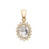 Diamond And April Birthstone CZ Yellow Gold Elegant Pendant Necklace