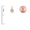 Diamond And October Birthstone Pink CZ Yellow Gold Elegant Pendant Necklace