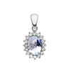Diamond And March Birthstone Aquamarine White Gold Elegant Pendant Necklace